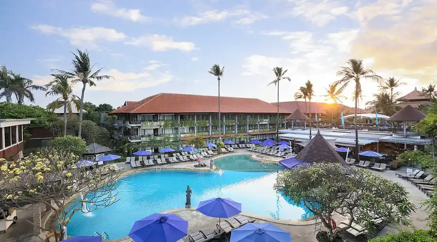 Family-friendly resort pool at Bali Dynasty Resort in South Kuta near Bali airport