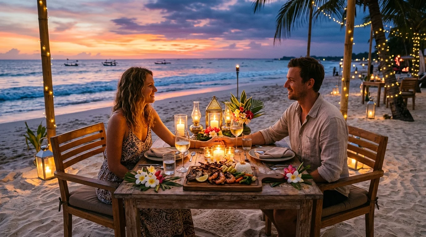 Romantic Beachfront Candlelit Dinner in Jimbaran Bali